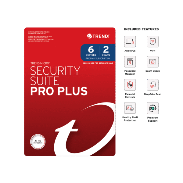 Trend Micro Security Suite 6 Devices 2 year Pro Plus